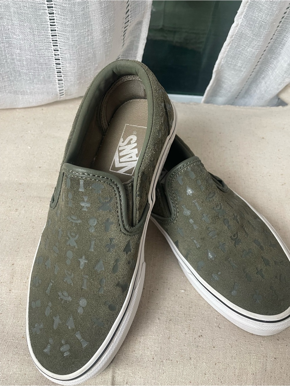 Vans Olive Green Slip-On Canvas Loafers